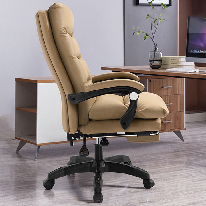 Modern Simplicity Cowhide Microfiber Leather Steel Cotton Sponge Square Massage Desk Chair Backrest Footrest Adjustable For Home Office