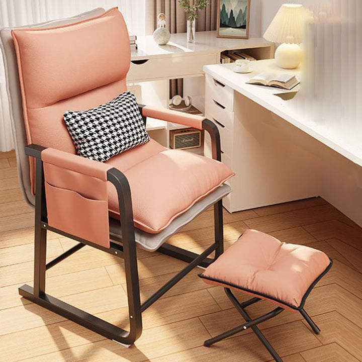 Moderner minimalistischer Stoff Kohlenstoffstahl Baumwolle quadratischer Schreibtischstuhl Fußstütze Rückenlehne verstellbar für Home Office 