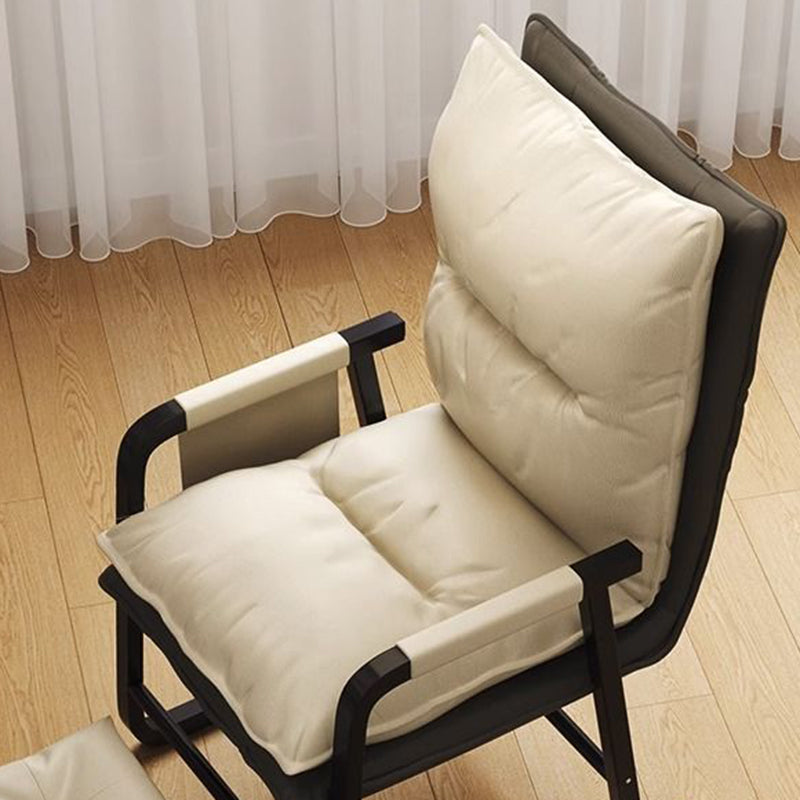 Moderner minimalistischer Stoff Kohlenstoffstahl Baumwolle quadratischer Schreibtischstuhl Fußstütze Rückenlehne verstellbar für Home Office 