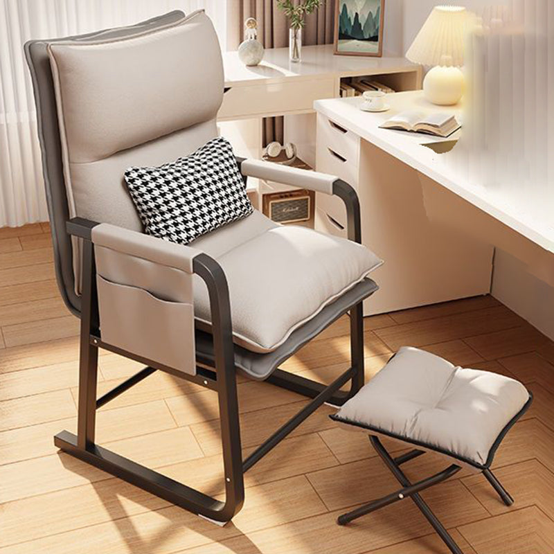 Moderner minimalistischer Stoff Kohlenstoffstahl Baumwolle quadratischer Schreibtischstuhl Fußstütze Rückenlehne verstellbar für Home Office 