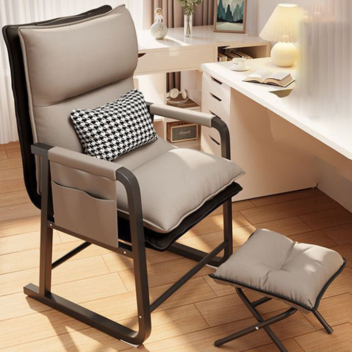 Moderner minimalistischer Stoff Kohlenstoffstahl Baumwolle quadratischer Schreibtischstuhl Fußstütze Rückenlehne verstellbar für Home Office 