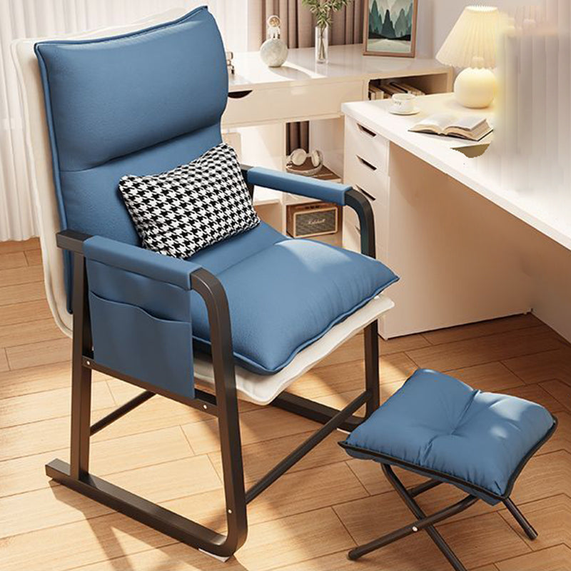 Moderner minimalistischer Stoff Kohlenstoffstahl Baumwolle quadratischer Schreibtischstuhl Fußstütze Rückenlehne verstellbar für Home Office 