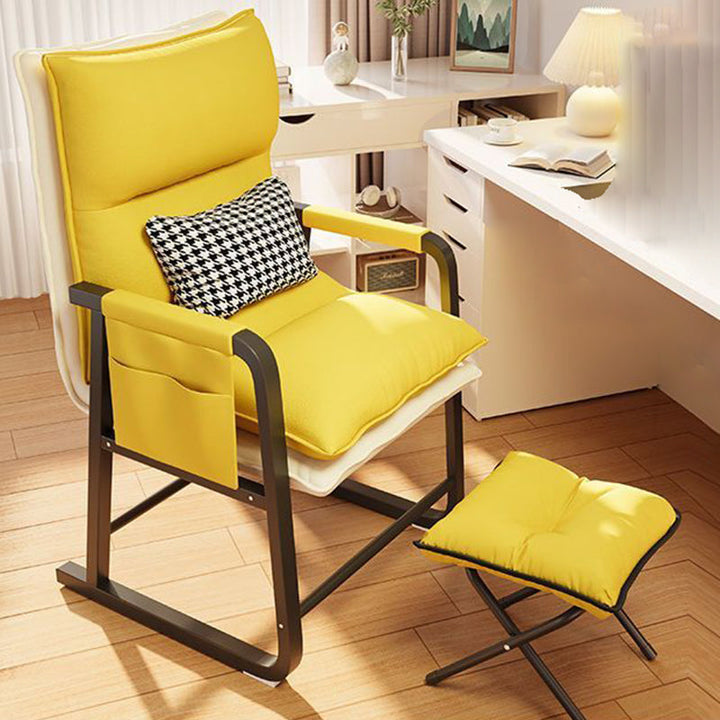 Moderner minimalistischer Stoff Kohlenstoffstahl Baumwolle quadratischer Schreibtischstuhl Fußstütze Rückenlehne verstellbar für Home Office 