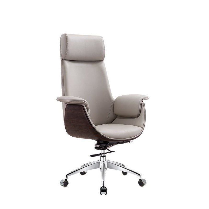 Moderne Einfachheit Mikrofaserlederbrett Aluminiumlegierung Schwamm Rechteckiger Holzmaserung Schreibtischstuhl Rückenlehne Verstellbar Für Home Office 