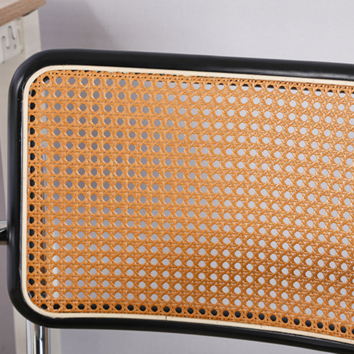 Contemporáneo Retro Tejido Ratán PU Cuero Aleación de Acero Elevable Silla de Escritorio Cuadrada Respaldo Para Oficina en Casa 