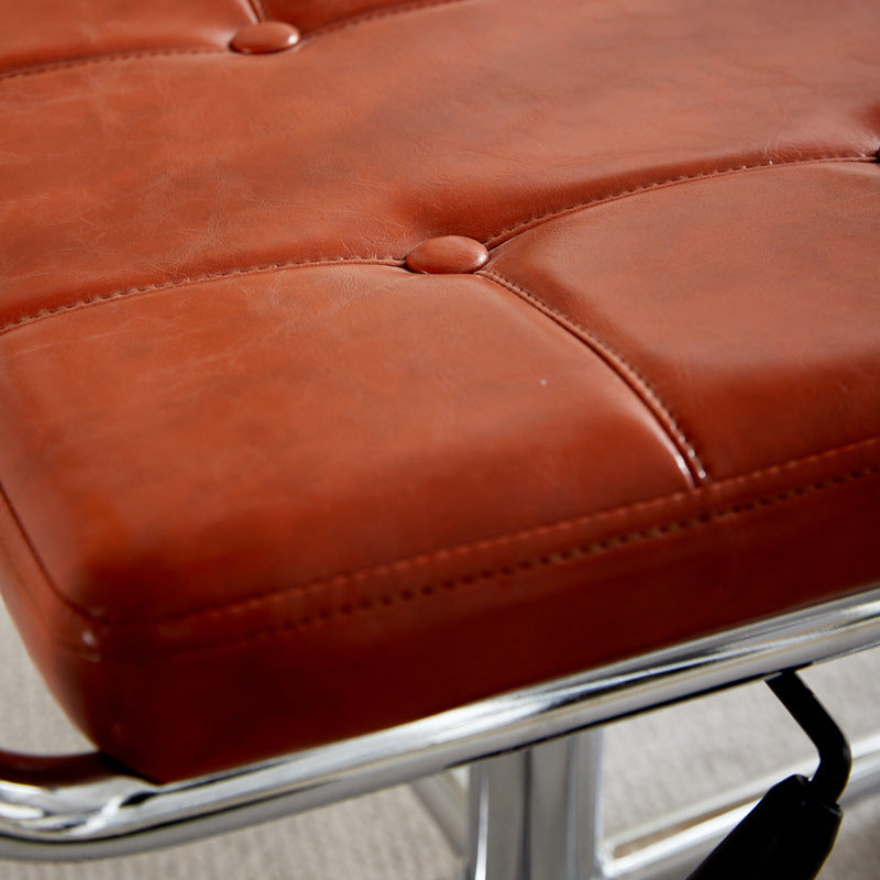 Zeitgenössischer Retro-Webstuhl Rattan PU Stahllegierung Hebbarer quadratischer Schreibtischstuhl Rückenlehne für Home Office 