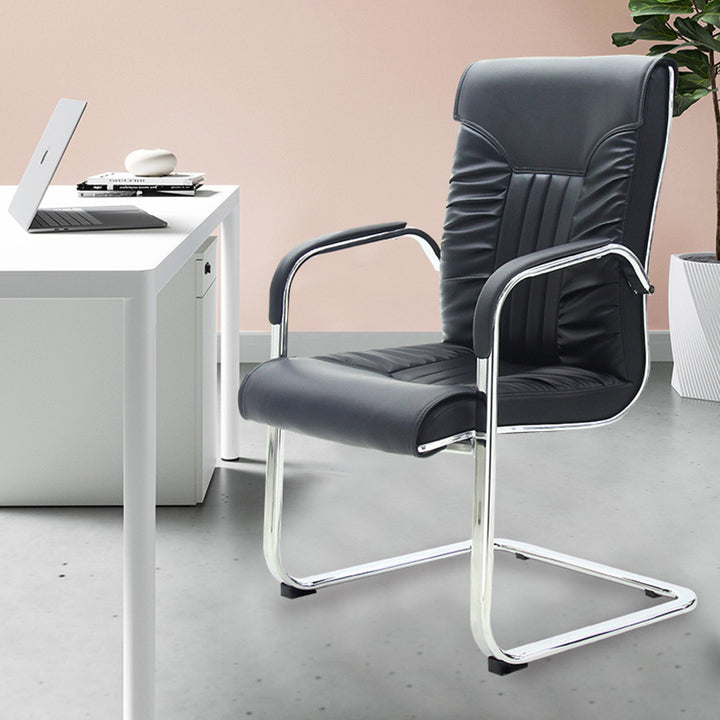 Modern Simplicity PU Leather Steel Sponge Bow Curved Desk Chair Backrest Armrest For Home Office
