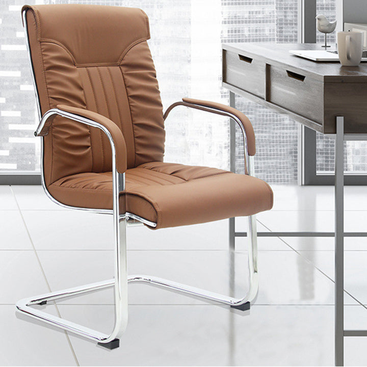 Modern Simplicity PU Leather Steel Sponge Bow Curved Desk Chair Backrest Armrest For Home Office