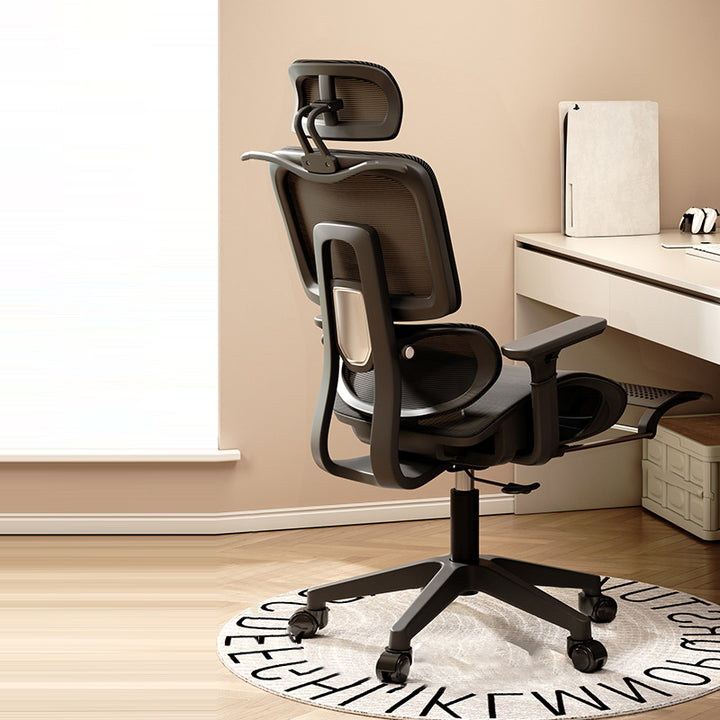 Simplicité Moderne Nylon Maille Métal Éponge Carré Chaise de Bureau Élévatrice avec Appui-tête, Repose-pieds, Dossier pour Maison Bureau 