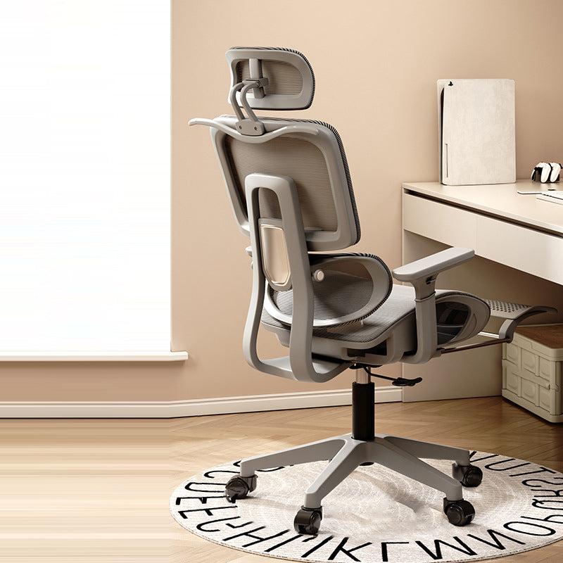 Simplicité Moderne Nylon Maille Métal Éponge Carré Chaise de Bureau Élévatrice avec Appui-tête, Repose-pieds, Dossier pour Maison Bureau 