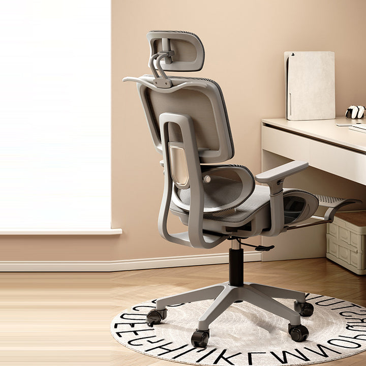 Simplicité Moderne Nylon Maille Métal Éponge Carré Chaise de Bureau Élévatrice avec Appui-tête, Repose-pieds, Dossier pour Maison Bureau 