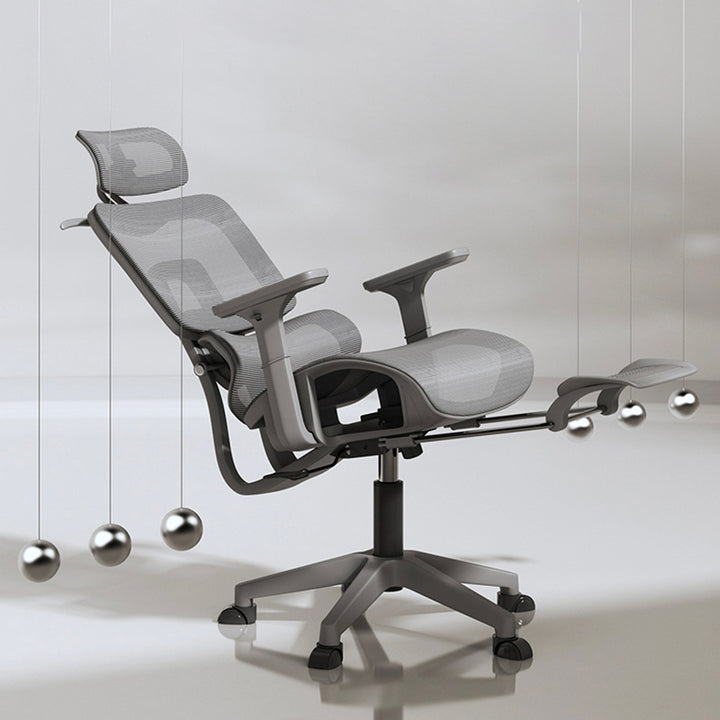 Simplicité Moderne Nylon Maille Métal Éponge Carré Chaise de Bureau Élévatrice avec Appui-tête, Repose-pieds, Dossier pour Maison Bureau 