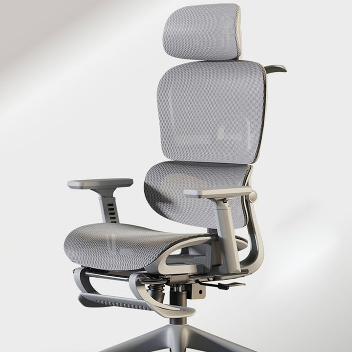Simplicité Moderne Nylon Maille Métal Éponge Carré Chaise de Bureau Élévatrice avec Appui-tête, Repose-pieds, Dossier pour Maison Bureau 