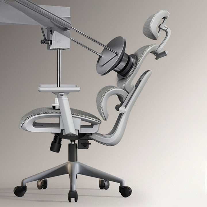 Simplicité Moderne Nylon Maille Métal Éponge Carré Chaise de Bureau Élévatrice avec Appui-tête, Repose-pieds, Dossier pour Maison Bureau 