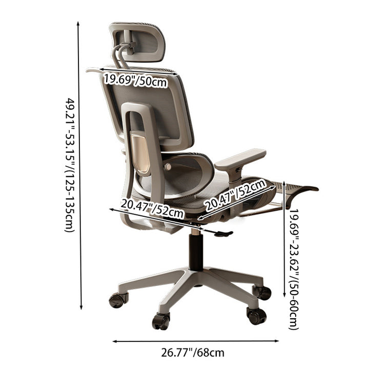 Simplicité Moderne Nylon Maille Métal Éponge Carré Chaise de Bureau Élévatrice avec Appui-tête, Repose-pieds, Dossier pour Maison Bureau 