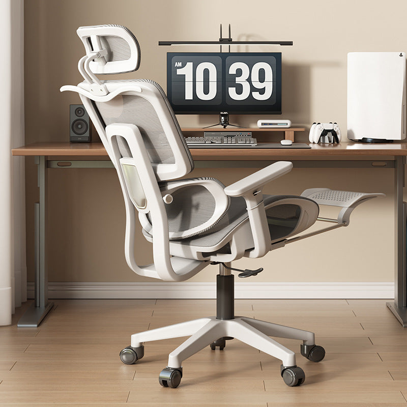 Simplicité Moderne Nylon Maille Métal Éponge Carré Chaise de Bureau Élévatrice avec Appui-tête, Repose-pieds, Dossier pour Maison Bureau 