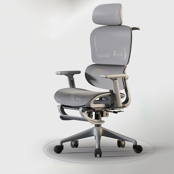 Simplicité Moderne Nylon Maille Métal Éponge Carré Chaise de Bureau Élévatrice avec Appui-tête, Repose-pieds, Dossier pour Maison Bureau 
