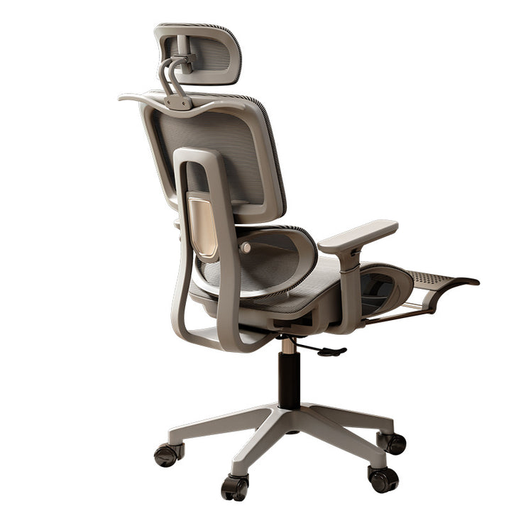 Simplicité Moderne Nylon Maille Métal Éponge Carré Chaise de Bureau Élévatrice avec Appui-tête, Repose-pieds, Dossier pour Maison Bureau 