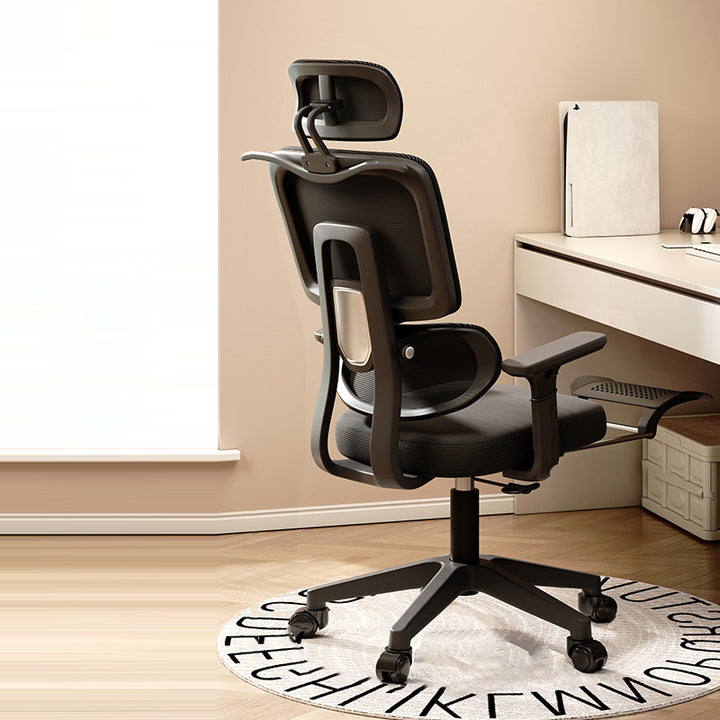 Simplicité Moderne Nylon Maille Métal Éponge Carré Chaise de Bureau Élévatrice avec Appui-tête, Repose-pieds, Dossier pour Maison Bureau 