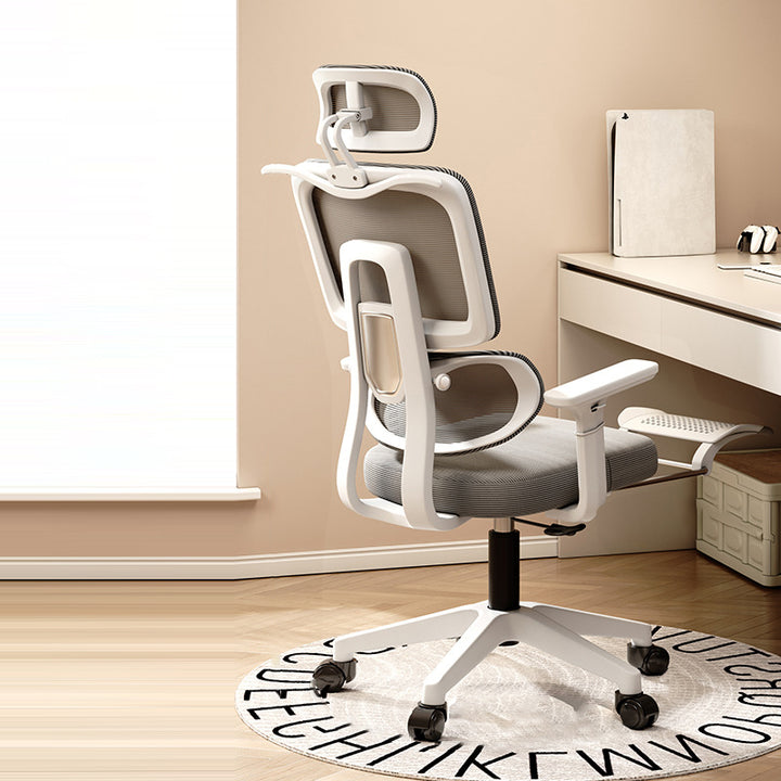 Simplicité Moderne Nylon Maille Métal Éponge Carré Chaise de Bureau Élévatrice avec Appui-tête, Repose-pieds, Dossier pour Maison Bureau 