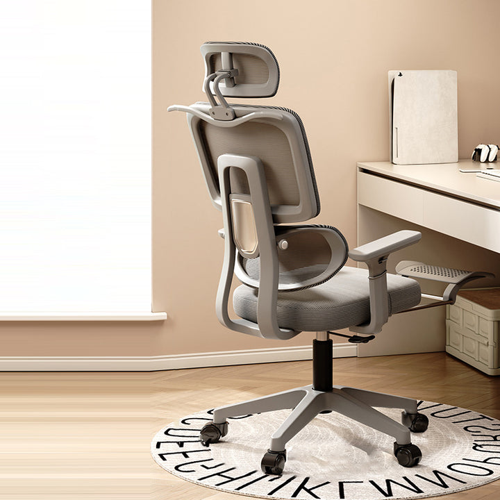 Simplicité Moderne Nylon Maille Métal Éponge Carré Chaise de Bureau Élévatrice avec Appui-tête, Repose-pieds, Dossier pour Maison Bureau 