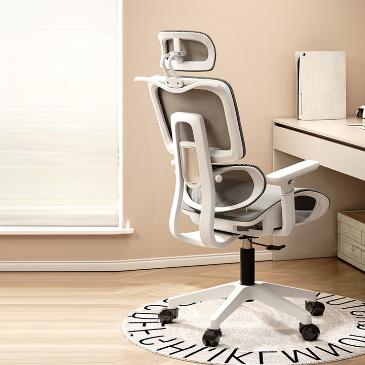 Simplicité Moderne Nylon Maille Métal Éponge Carré Chaise de Bureau Élévatrice avec Appui-tête, Repose-pieds, Dossier pour Maison Bureau 