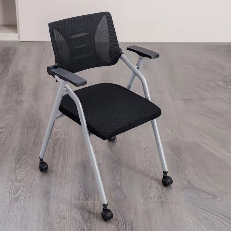 Moderner minimalistischer Netzschwamm-Metall-Quadrat-Schreibtischstuhl mit klappbarer Rückenlehne und Tischplatte für Home Office 