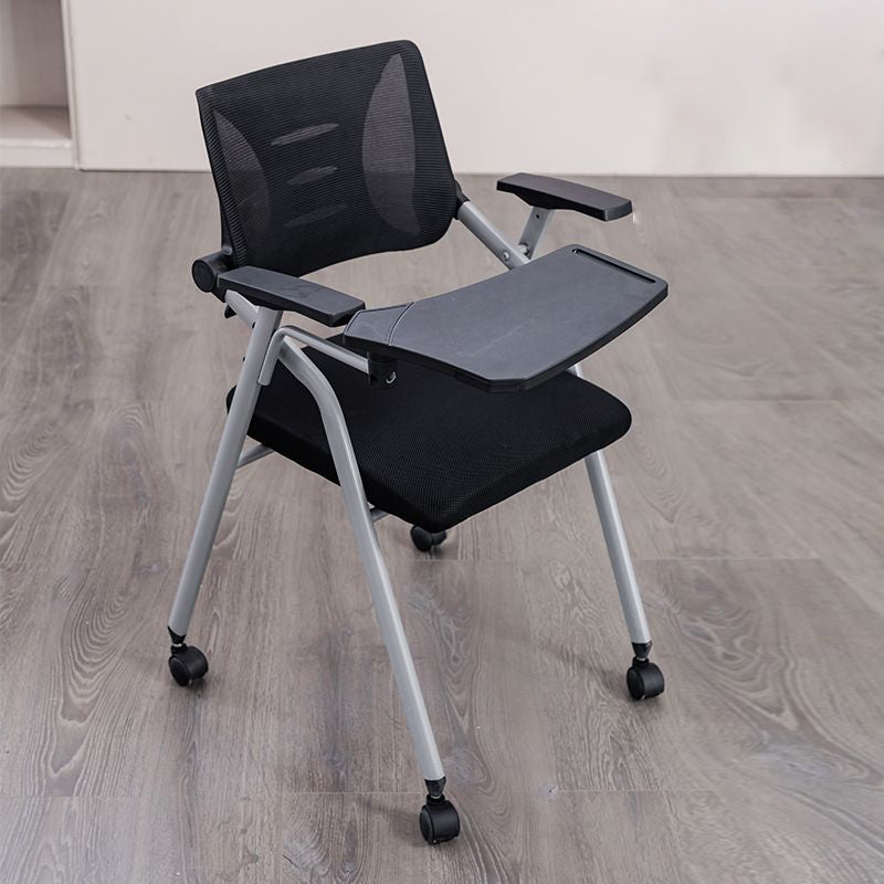 Moderner minimalistischer Netzschwamm-Metall-Quadrat-Schreibtischstuhl mit klappbarer Rückenlehne und Tischplatte für Home Office 