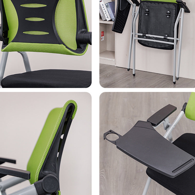Moderner minimalistischer Netzschwamm-Metall-Quadrat-Schreibtischstuhl mit klappbarer Rückenlehne und Tischplatte für Home Office 
