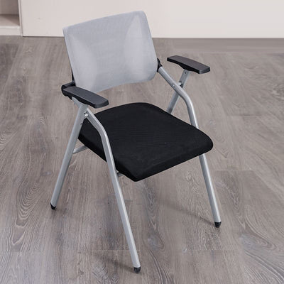 Moderner minimalistischer Netzschwamm-Metall-Quadrat-Schreibtischstuhl mit klappbarer Rückenlehne und Tischplatte für Home Office 