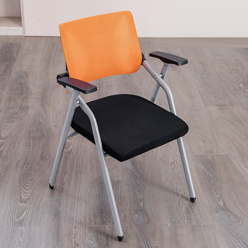 Moderner minimalistischer Netzschwamm-Metall-Quadrat-Schreibtischstuhl mit klappbarer Rückenlehne und Tischplatte für Home Office 