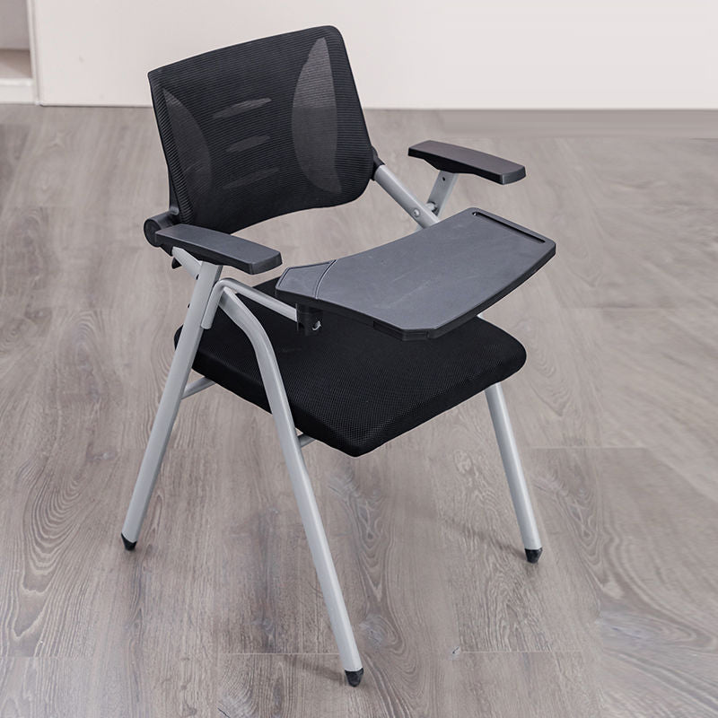 Moderner minimalistischer Netzschwamm-Metall-Quadrat-Schreibtischstuhl mit klappbarer Rückenlehne und Tischplatte für Home Office 