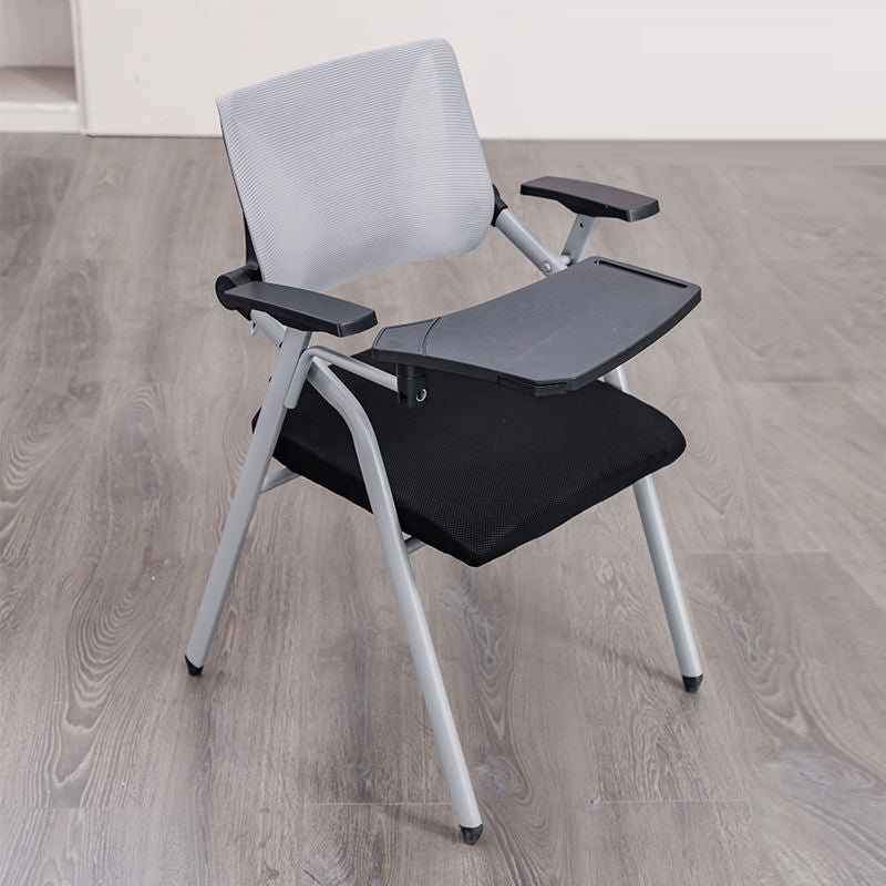 Moderner minimalistischer Netzschwamm-Metall-Quadrat-Schreibtischstuhl mit klappbarer Rückenlehne und Tischplatte für Home Office 