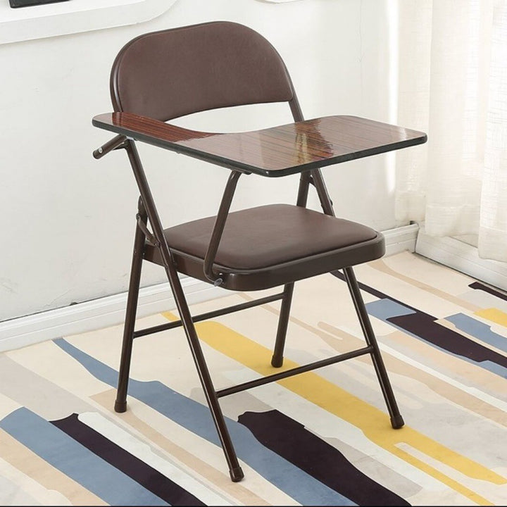 Modern Simplicity Faux Leather Iron Sponge Square Desk Chair Writing Board Foldable Backrest For Home Office