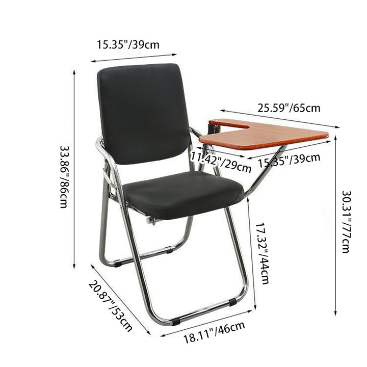 Modern Simplicity Faux Leather Iron Sponge Square Desk Chair Writing Board Foldable Backrest For Home Office