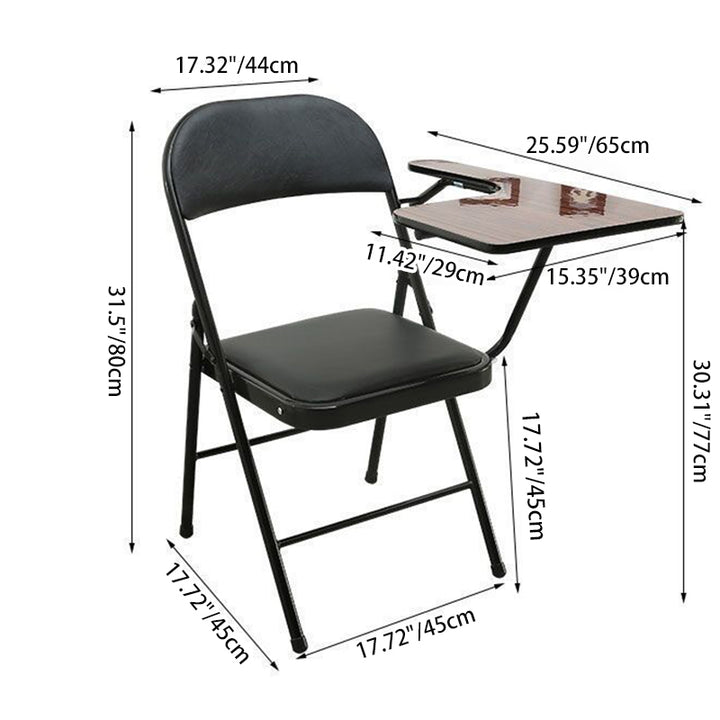 Modern Simplicity Faux Leather Iron Sponge Square Desk Chair Writing Board Foldable Backrest For Home Office