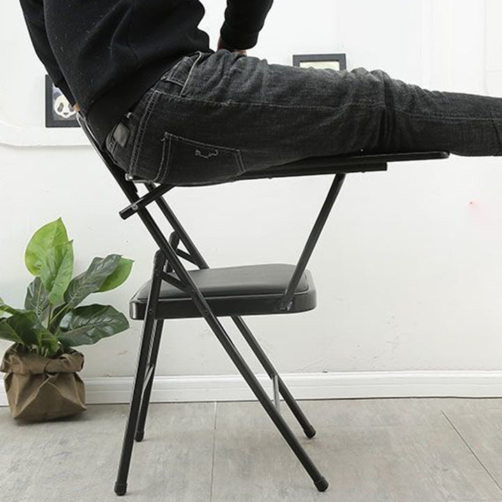 Modern Simplicity Faux Leather Iron Sponge Square Desk Chair Writing Board Foldable Backrest For Home Office