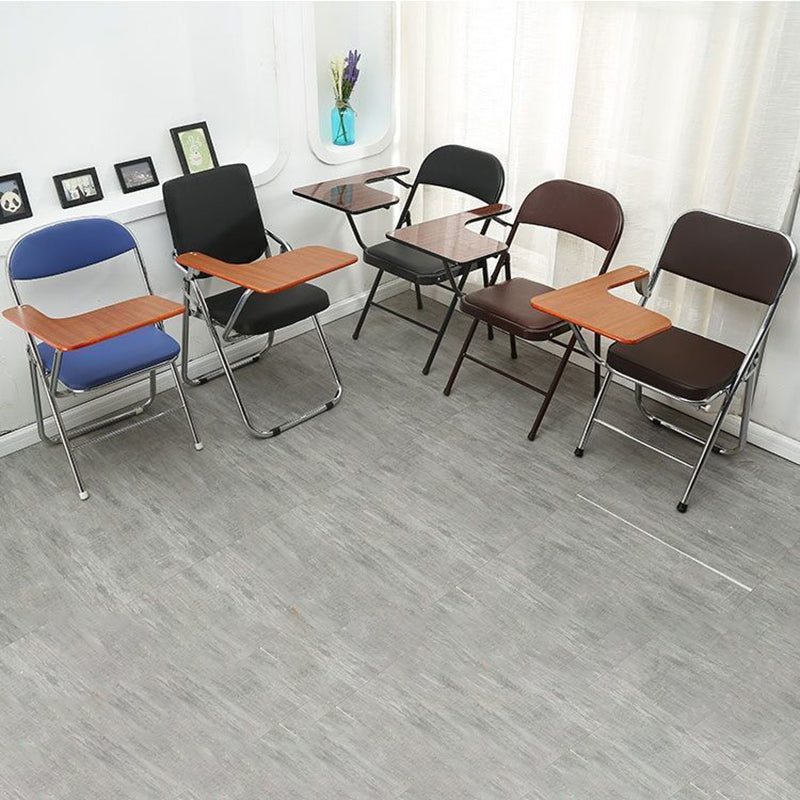 Modern Simplicity Faux Leather Iron Sponge Square Desk Chair Writing Board Foldable Backrest For Home Office