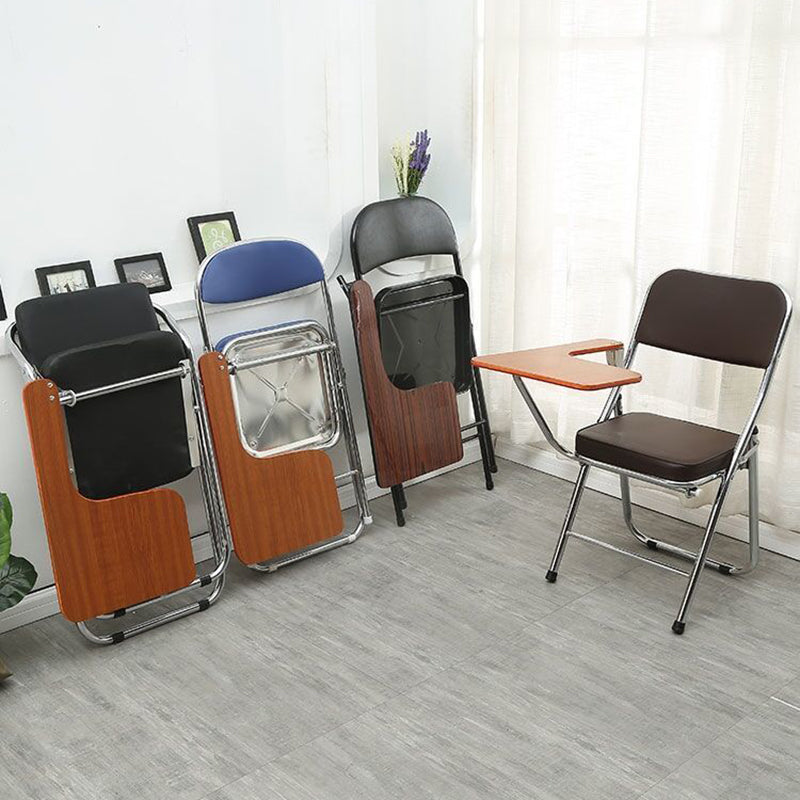 Modern Simplicity Faux Leather Iron Sponge Square Desk Chair Writing Board Foldable Backrest For Home Office
