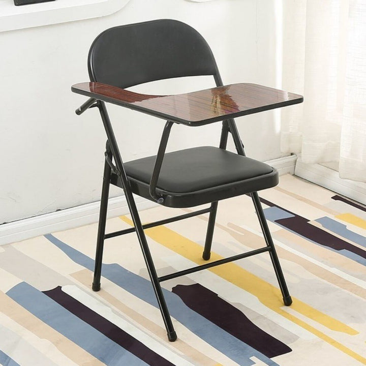 Modern Simplicity Faux Leather Iron Sponge Square Desk Chair Writing Board Foldable Backrest For Home Office