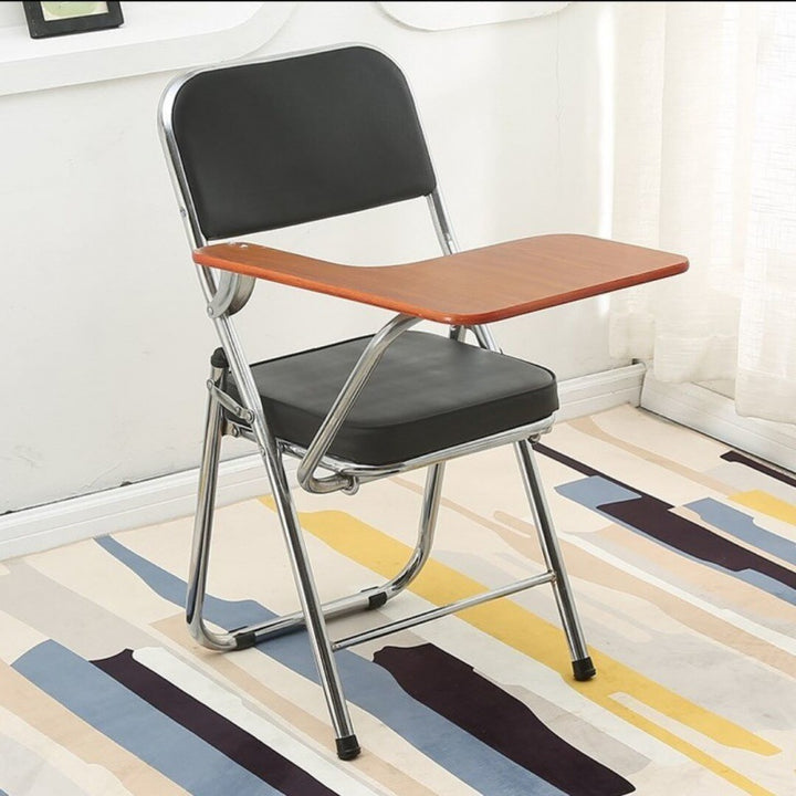 Modern Simplicity Faux Leather Iron Sponge Square Desk Chair Writing Board Foldable Backrest For Home Office