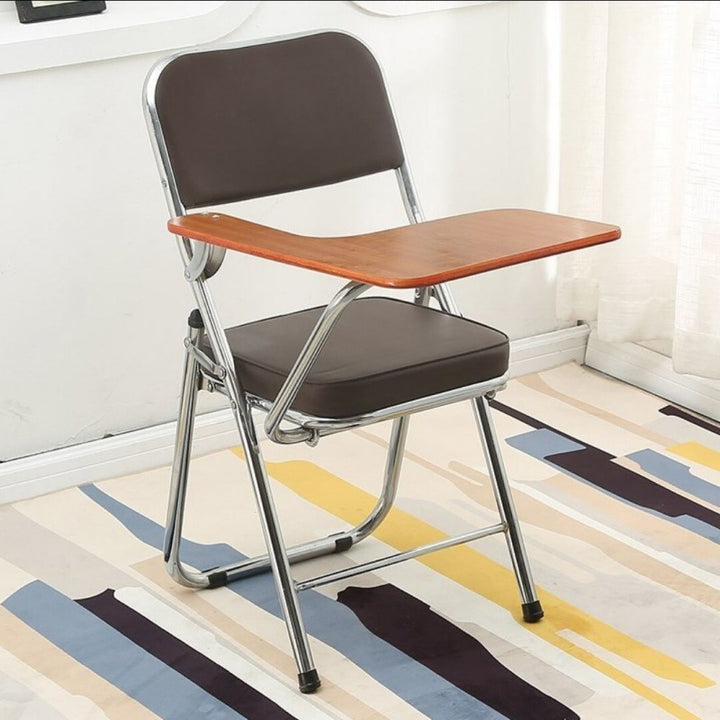 Modern Simplicity Faux Leather Iron Sponge Square Desk Chair Writing Board Foldable Backrest For Home Office