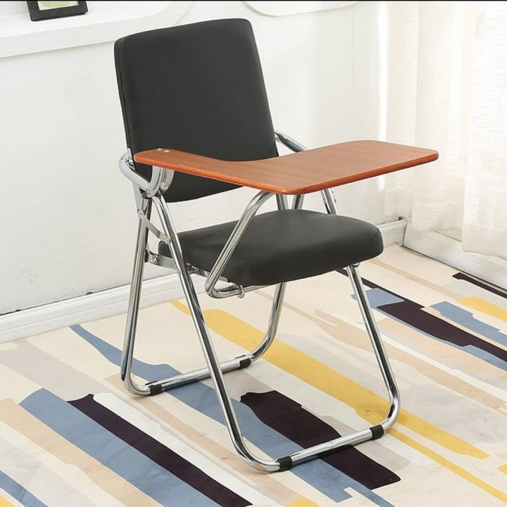Modern Simplicity Faux Leather Iron Sponge Square Desk Chair Writing Board Foldable Backrest For Home Office