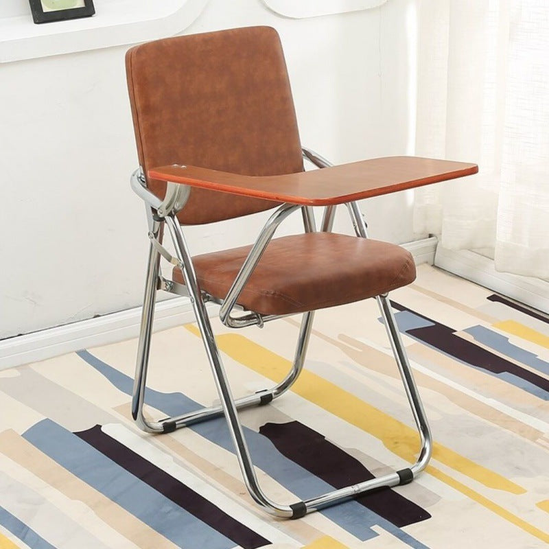 Modern Simplicity Faux Leather Iron Sponge Square Desk Chair Writing Board Foldable Backrest For Home Office
