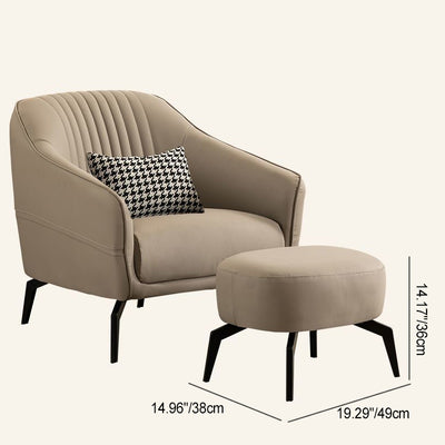 Contemporary Scandinavian Microfiber Leather Wood Sponge Square Streak Accent Chair Footrest For Living Room