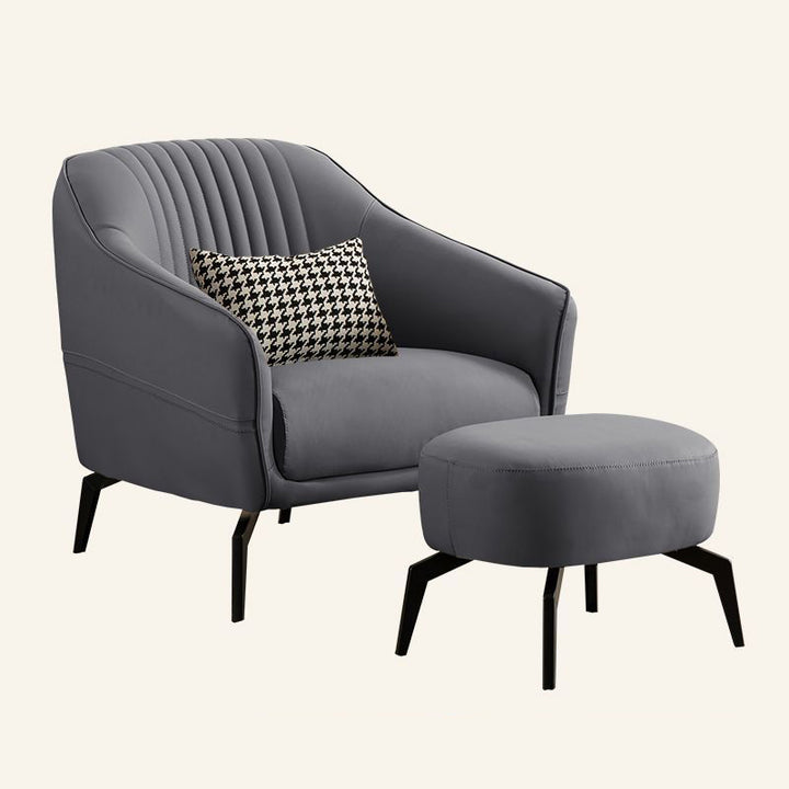 Repose-pieds contemporain en cuir microfibre scandinave avec bois et éponge pour chaise d&