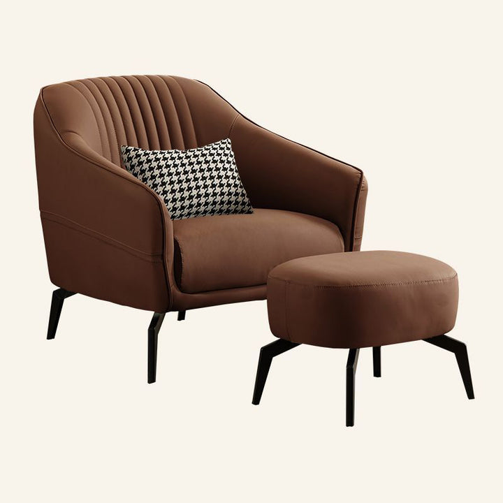Repose-pieds contemporain en cuir microfibre scandinave avec bois et éponge pour chaise d&