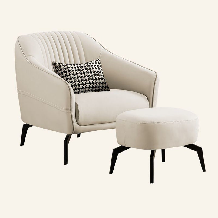 Repose-pieds contemporain en cuir microfibre scandinave avec bois et éponge pour chaise d&