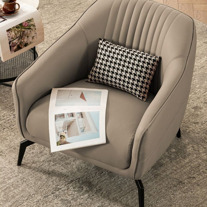 Repose-pieds contemporain en cuir microfibre scandinave avec bois et éponge pour chaise d'accent carré à rayures pour salon 