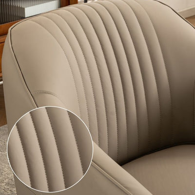 Contemporary Scandinavian Microfiber Leather Wood Sponge Square Streak Accent Chair Footrest For Living Room